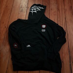 Black Hoodie with Spider Web Design